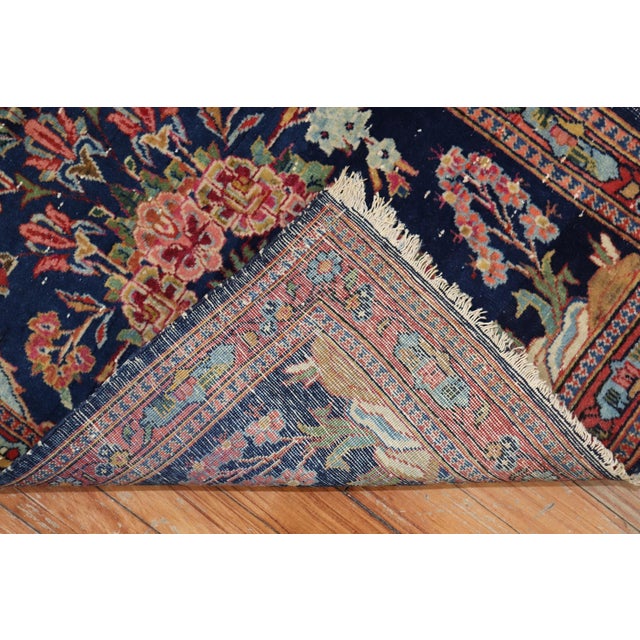 Pink Navy Persian Kashan Mat rug no. j1995 For Sale - Image 8 of 9
