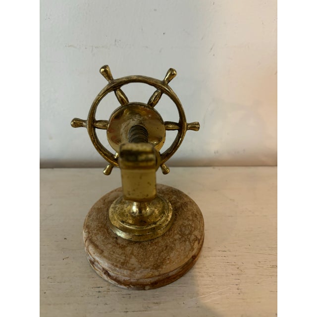 Wood Vintage English Brass Ship's Wheel Nutcracker For Sale - Image 7 of 8