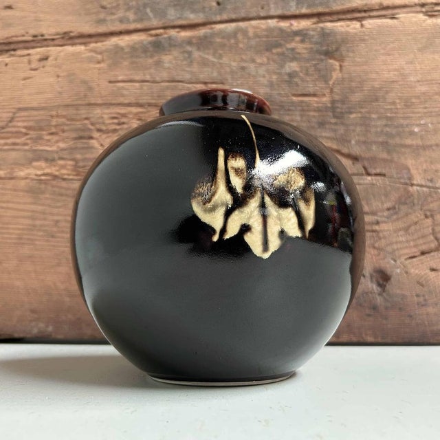 Tenmoku Tenmoku Ikebana Flower Vase, 1950s For Sale - Image 13 of 13