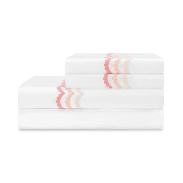 Hamburg House Celerie Kemble + Hamburg House Scallop King Sheet Set - 4 Pieces For Sale - Image 4 of 4