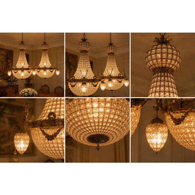Late 20c French Louis XVI Gold Deer Chandeliers - Pair For Sale - Image 4 of 18