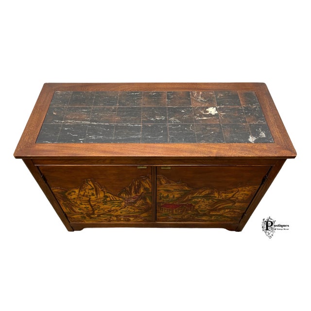 Vintage Bernhardt Shibui Collection Chinoiserie Style Faux Slate