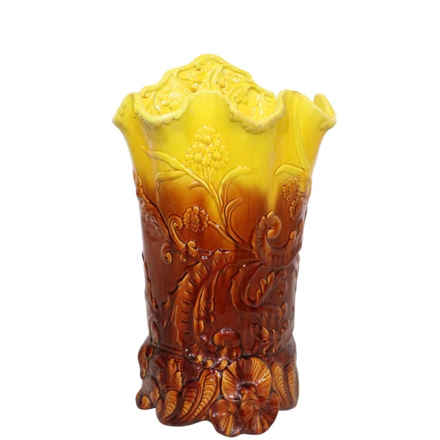 Late 19th Century Antique Palissy Ware Majolica Umbrella Stand C. 19th C After Bernard Palissy For Sale - Image 5 of 13