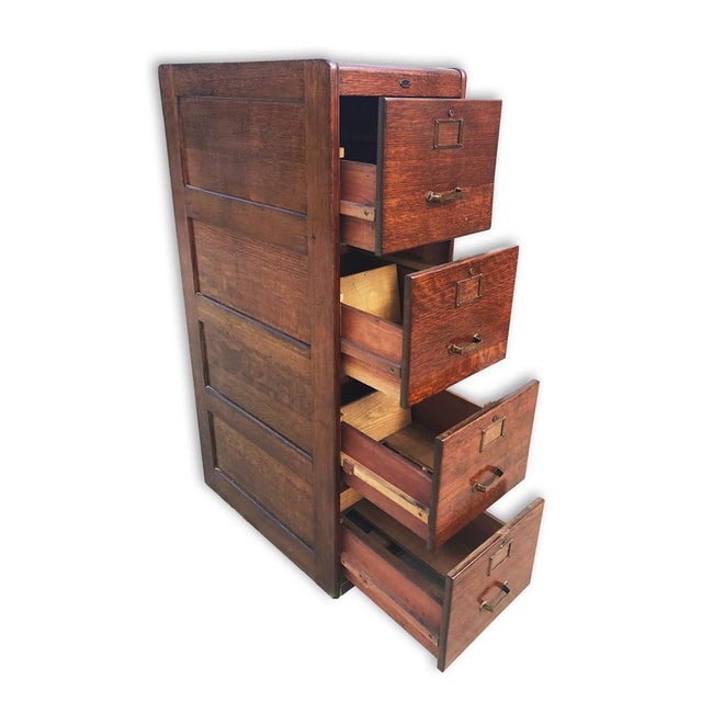 Antique Mission Oak 4 Drawer Office Library File Cabinet ...