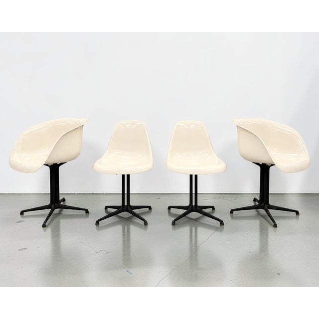 Mid Century Eames for Herman Miller “La Fonda” Parchment Fiberglass Arm & Side Chairs - Set of 4 For Sale - Image 9 of 13