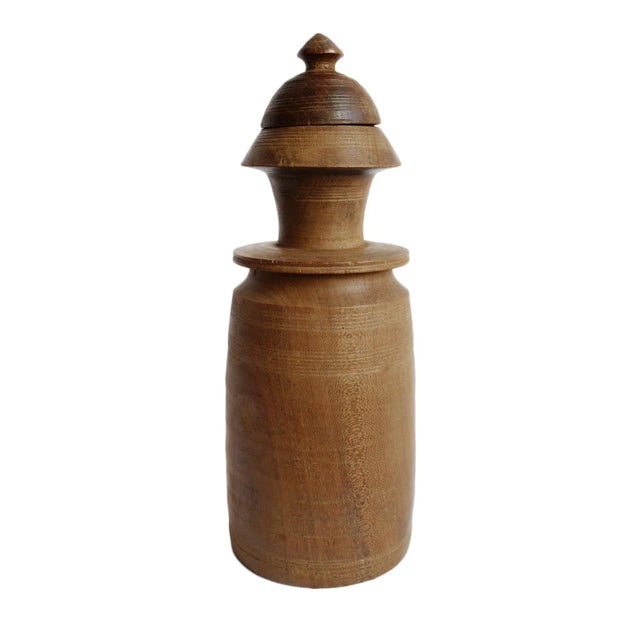 Early 20th Century Antique Old Tekhi Wood Storage Jar For Sale - Image 5 of 5