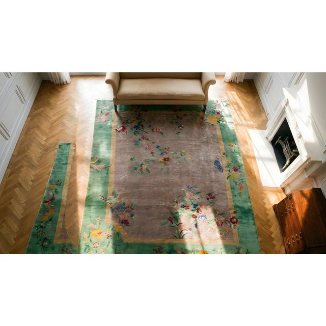 Antique Chinese, Art Deco Rug 8' 9'' x 11' 4'' For Sale - Image 15 of 15