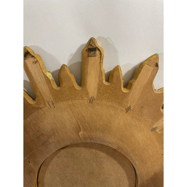 1970s Mid Century Modern Italian Florentine 20" Gilded Sunburst Wall Mirror For Sale - Image 11 of 18