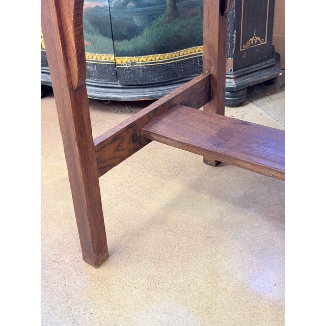 Wood Vintage Mission Oak Arts & Crafts Writing Desk With Stretcher Shelf For Sale - Image 7 of 9