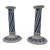 Antique c.1876 Wedgwood White Jasperware Candlesticks - Pair of Rare White Columns With Cobalt Blue Spiral Twist Relief For Sale