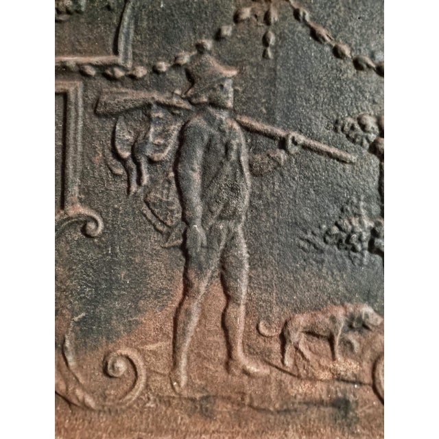 Antique French Cast Iron Fireback, 18th Century For Sale - Image 4 of 11