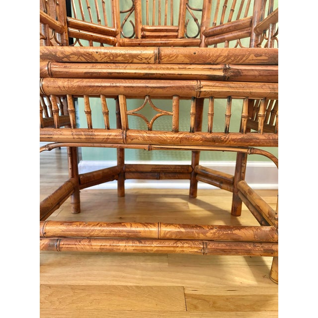 1970s Brighton Pavilion Style Tortoiseshell Bamboo & Cane Chinoiserie Armchair For Sale - Image 11 of 12