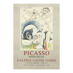 1968 Pablo Picasso 'Dessins' Cubism Blue,Green,White France Offset Lithograph