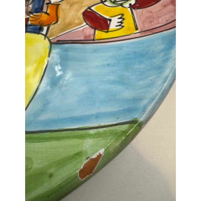 Mid-Century Modern Vintage DeSimone-Style Hand-Painted Italian Ceramic Plate For Sale - Image 3 of 7