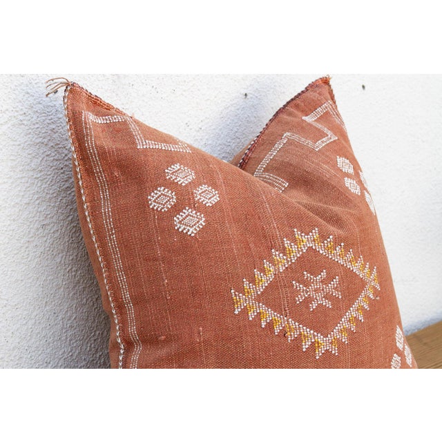 1990s 24" Sienna Chevron Moroccan Silk Pillow For Sale - Image 5 of 8