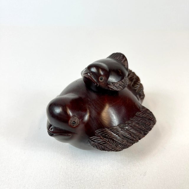 1980s Hand Carved Hardwood Mother and Baby Bird For Sale - Image 4 of 7