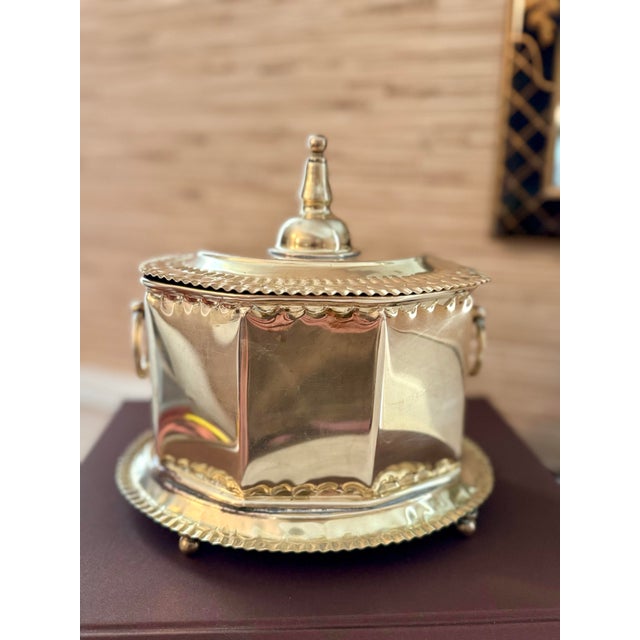 Mid 20th Century Antique Brass Lidded and Footed Box- Brass Container For Sale - Image 5 of 8