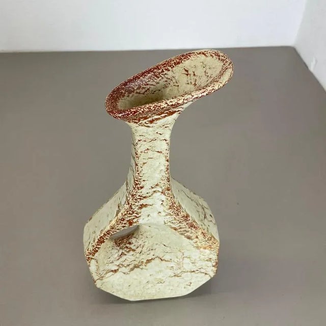 Beige Ceramic Studio Pottery Vase from Bertoncello Schiavon Ceramics, Italy, 1970s For Sale - Image 8 of 18