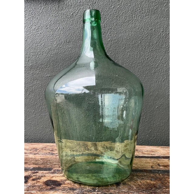 Bottle Green Vintage Green Glass Demijohn Bottle For Sale - Image 8 of 14