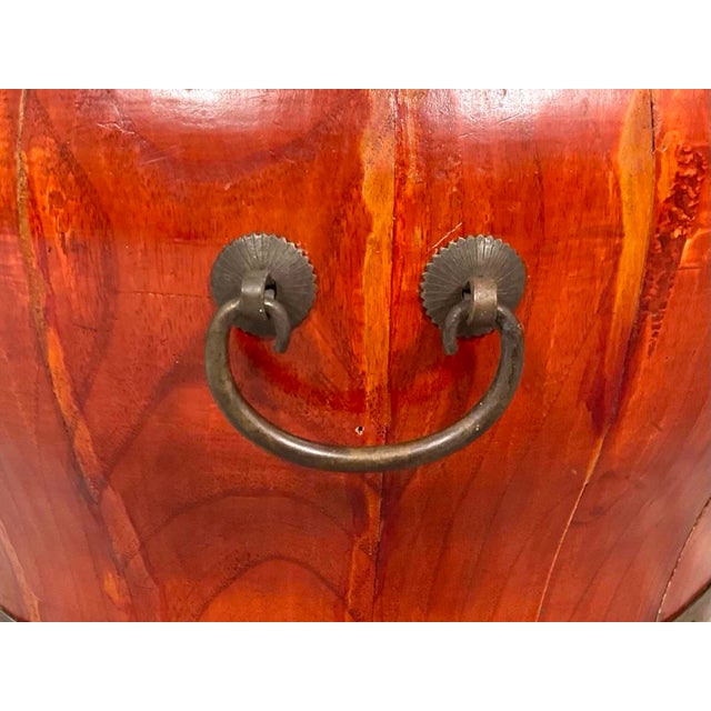 Antique Chinese Red Lacquer Elm Rice / Grain Storage Vessel — Sculptural Qing Style Container For Sale - Image 11 of 12