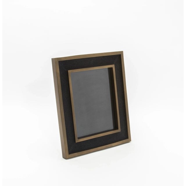 Modern Picture Frame 8x10” in Black Shagreen With Brass Details by Kifu Paris For Sale - Image 3 of 12