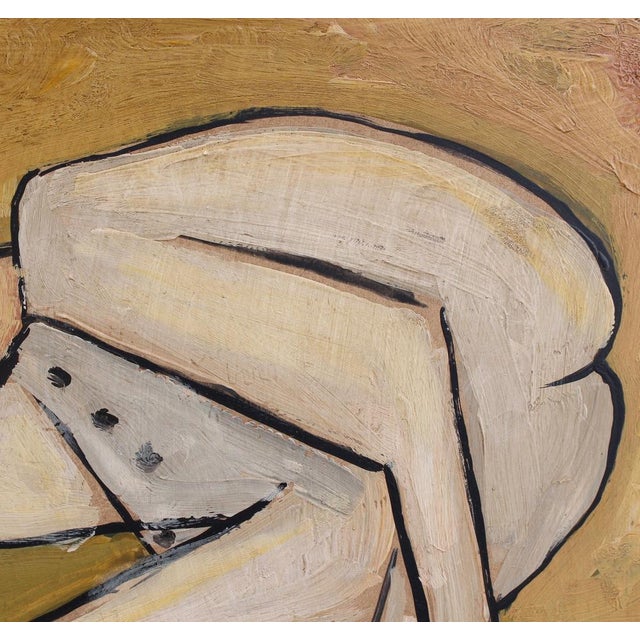 Berlin School Artist after Picasso, Kneeling Nude and Mysterious Figure, 1960s-70s, Oil on Board, Framed For Sale - Image 8 of 18