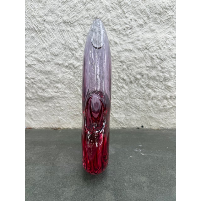 Striking gourd shaped neodymium glass vase designed by Miloslav Klinger for Zelezny Brod Skol, Czechoslovakia. There is no...