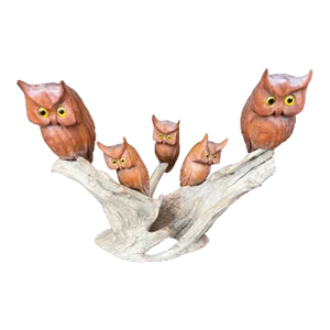 Mid 19th Century Gentry Owls on Driftwood