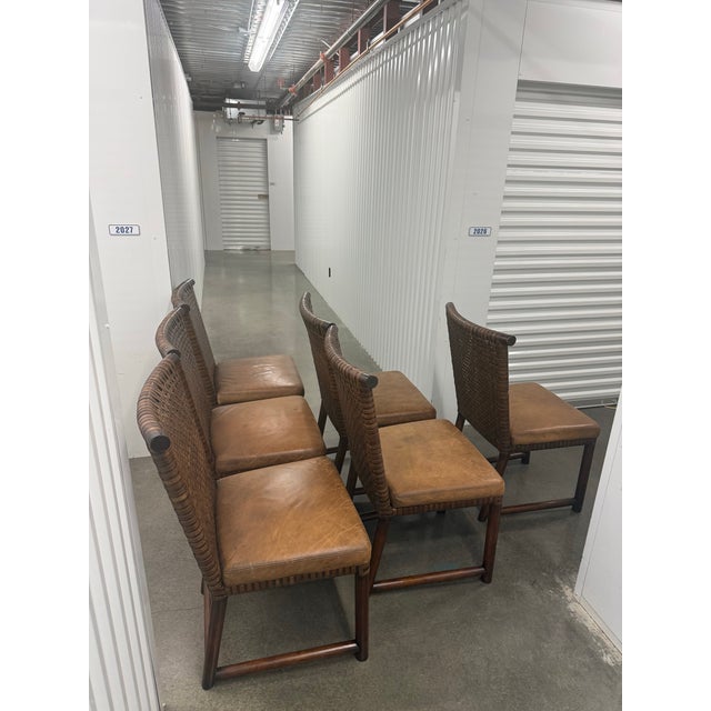 Henredon Henredon Acquisitions Wove Leather Strap Dining Chairs Set of 6 For Sale - Image 4 of 12