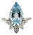 3.4ct Aquamarine Ring W Earth Mined Diamonds in 14k Solid Gold | Pe 13x9mm, Size 6.75 For Sale