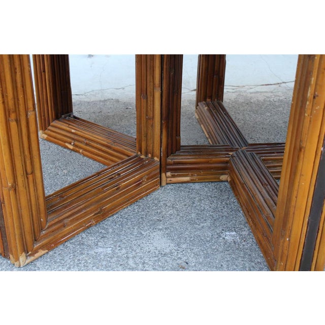 Vintage Italian Dining Table with Chairs in Bamboo and Brass, 1970s, Set of 9 For Sale - Image 3 of 18