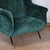 A pair of mid-century lounge chairs. Original brass capped feet with green fabric re-upholstery. Attributed to gigi radice...
