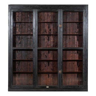Large Antique English Ebonised Mahogany Pharmacy Display Cabinet, 1880 For Sale