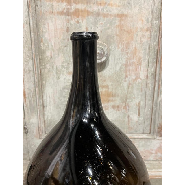 French Large Antique French Hand Blown and Painted Wine Bottle, Normandy, Circa 1880s For Sale - Image 3 of 8