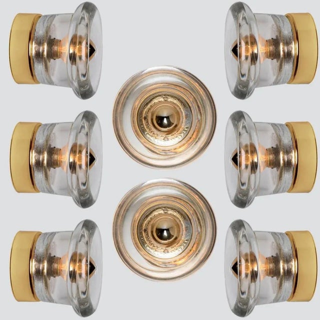 1970s Glass Brass Flush Mount from Cosack Leuchten, 1970s For Sale - Image 5 of 13