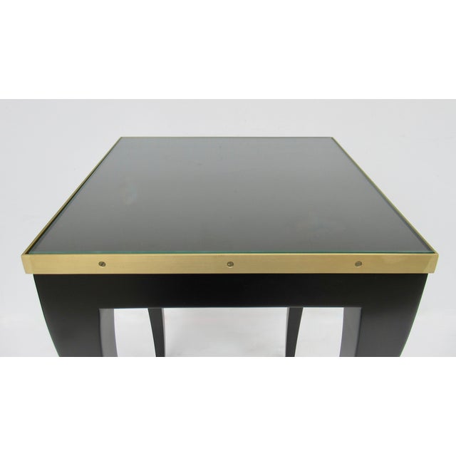 Donghia C.1980's "Essence," Square Occasional, Side, Satin Brass Gallery Satin Ebony Finish With Brushed Satin Brass Details For Sale - Image 11 of 18