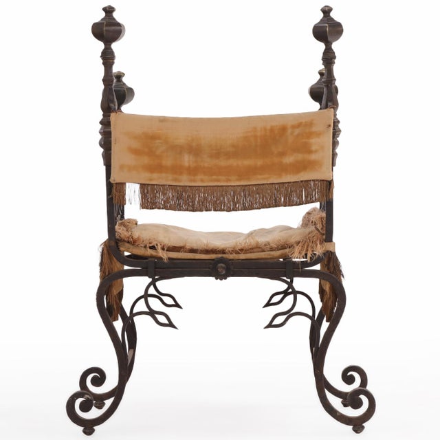 1900 - 1909 A French Savonarola Style Iron and Bronze Chair, C. 1900. For Sale - Image 5 of 9