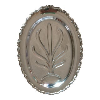 Mid-Century Silver Plated Footed Meat Platter For Sale
