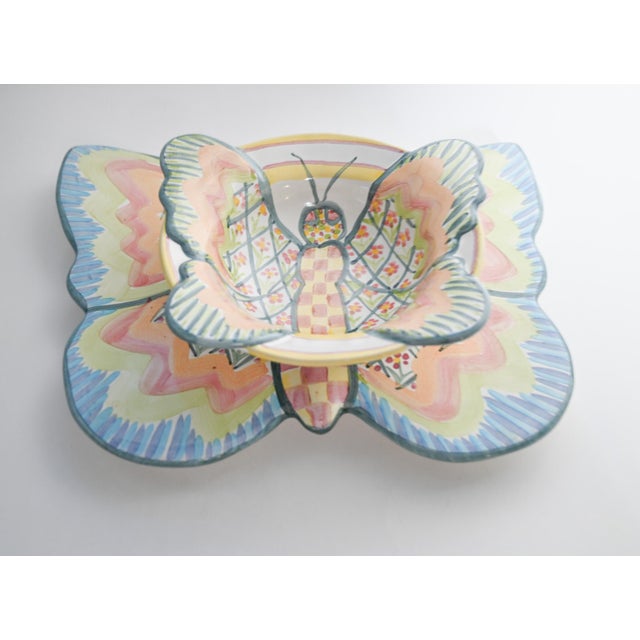 This adorable MacKenzie-Childs Serving Set features a large butterfly tray and a small butterfly bowl. They can go...