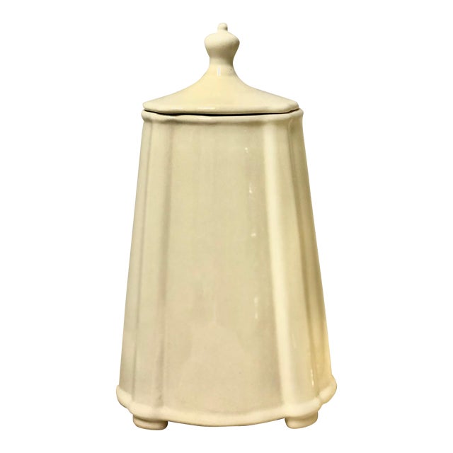 2000s White Ceramic Tea Jar For Sale