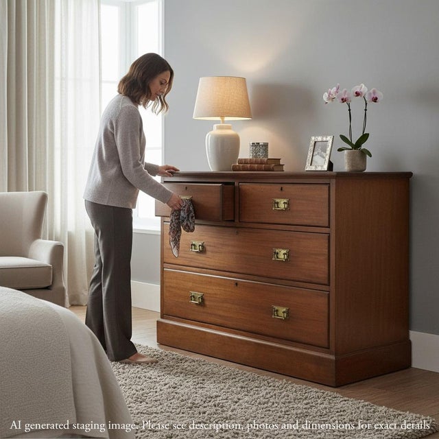 Brown Antique Art Nouveau Chest of Drawers in Mahogany, 1910 For Sale - Image 8 of 10