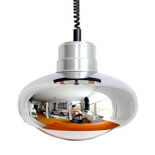 Mid-Century Modern Space Age Dutch Pendant Lamp in Chrome by Herda, 1970s For Sale