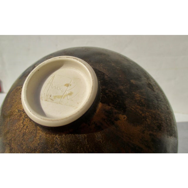 Metal Ann Kenny Gold and Blue by Night Bowl Circa 80s For Sale - Image 7 of 8