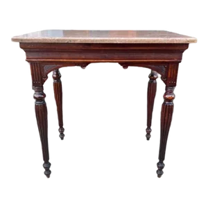 19th Century Sheraton Style Mahogany Marble Top Side Table.