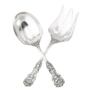 Reed and Barton Francis I Pattern Sterling Silver Serving Spoon & Fork Set For Sale