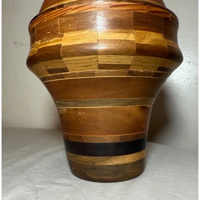 Mid 20th Century Unusual Vintage Handmade Modernist Turned Natural Wood Artisan Vase Sculpture For Sale - Image 5 of 11