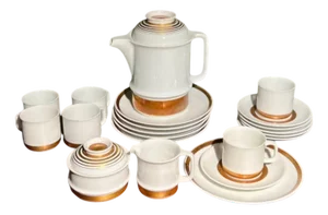 Vintage Coffee Service for Six People in 14K Gold Leaf, 1970s, Set of 21