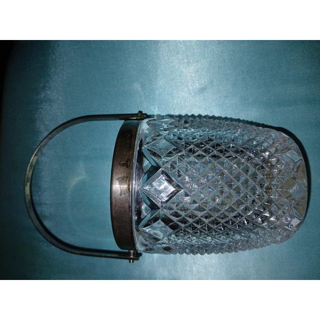 Antique Lead Crystal Silver Plated Handle and Rim Biscuit Cookie Jar or Small Ice Bucket For Sale In Naples, FL - Image 6 of 9