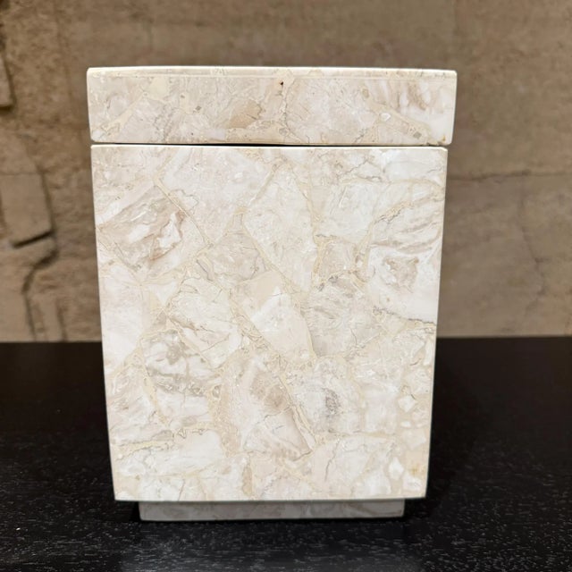Postmodern Maitland Smith Tessellated Stone & Brass Square Box Postmodern For Sale - Image 3 of 12