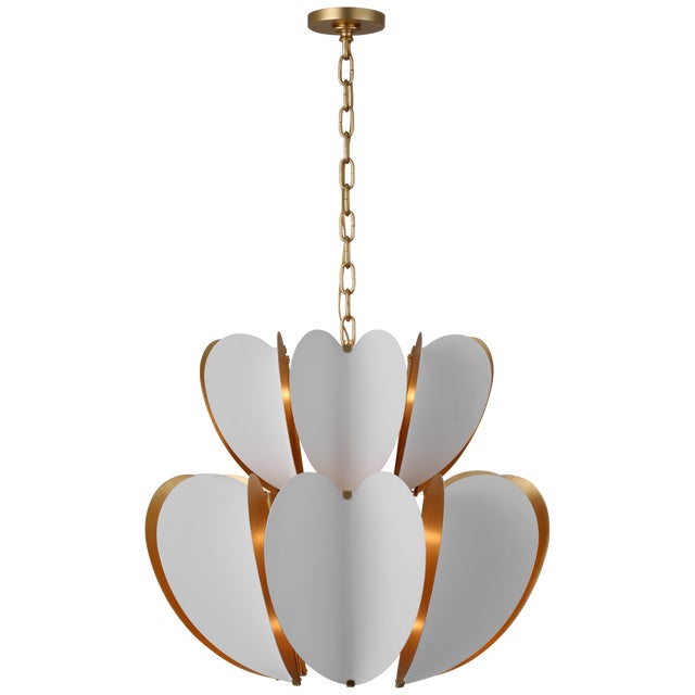Transitional Kate Spade New York for Visual Comfort Signature Danes Two-Tier Chandelier in Matte White & Gild For Sale - Image 3 of 5